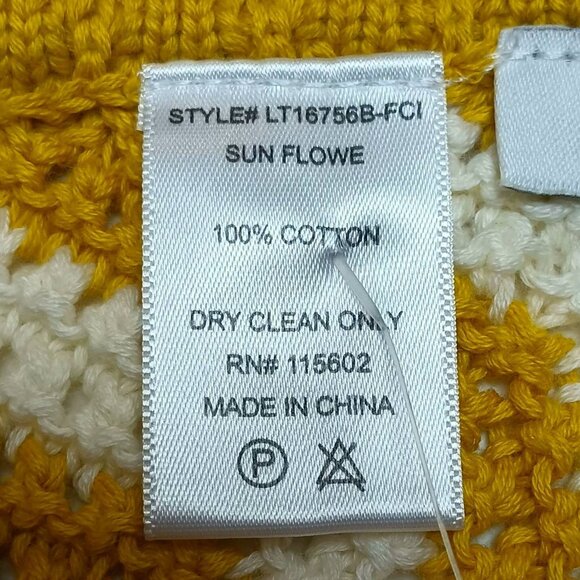 LUSH Crochet Halter Crop Top Chevron Striped Mustard White Size MEDIUM New - Picture 4 of 6